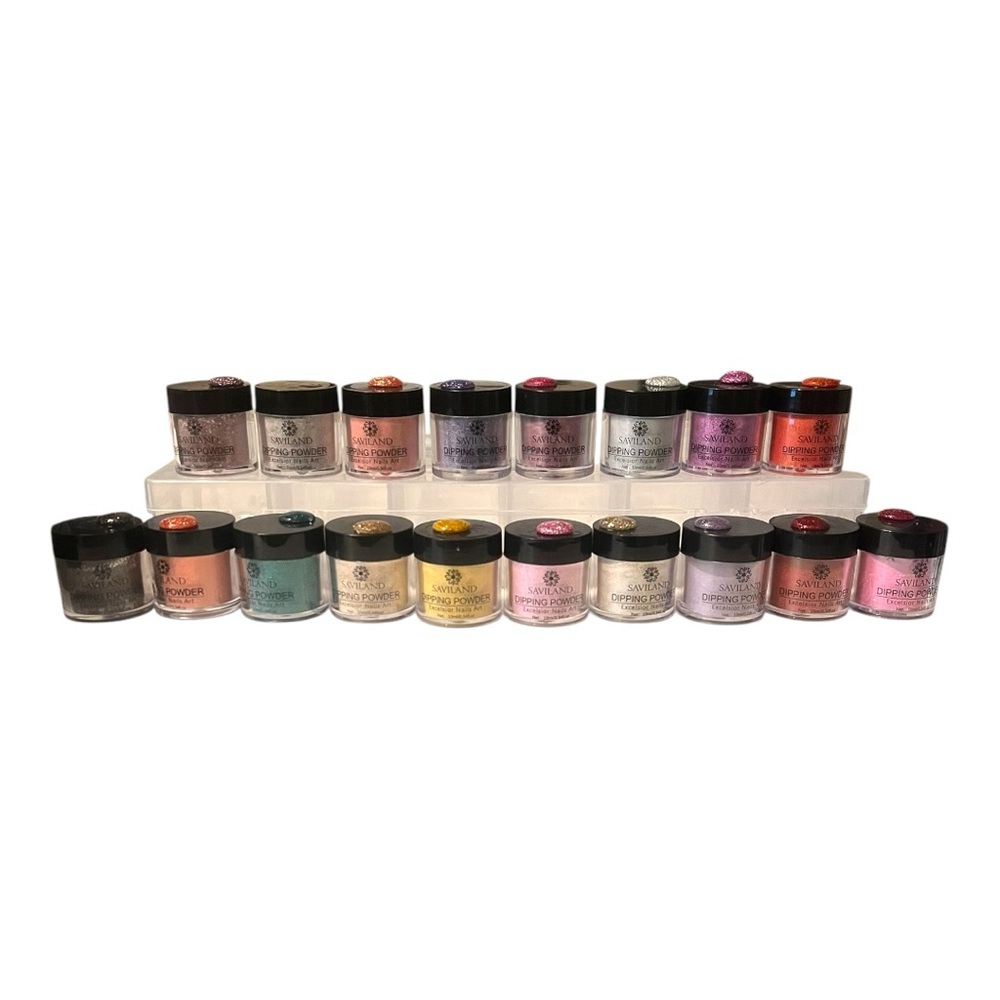 Saviland Dip Powder - Set of 18 - SHIMMER/GLITTER shades